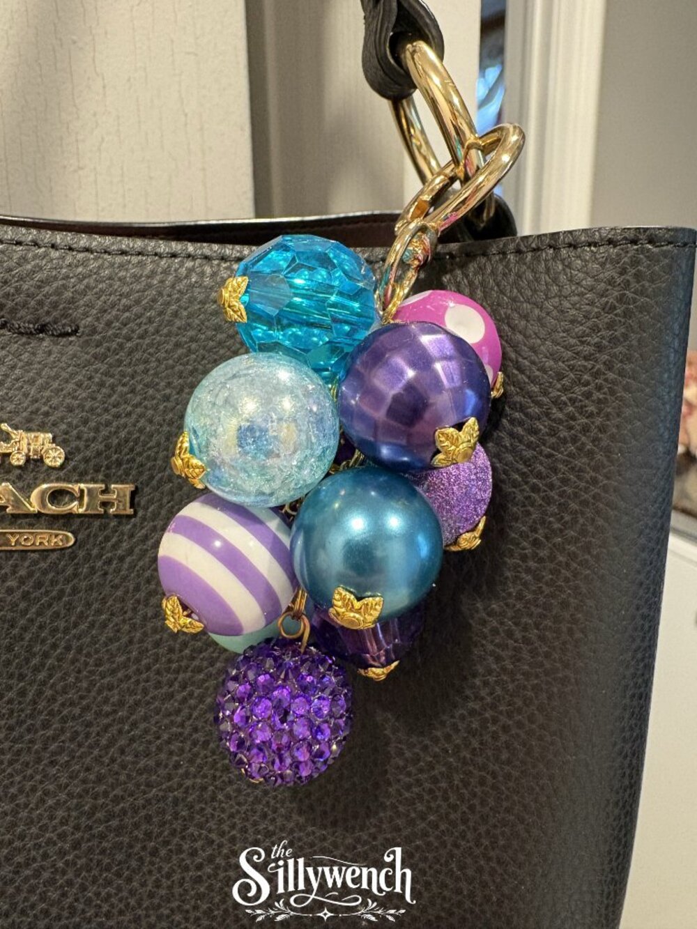 Mermaid's Treasure Bag Charm, gold-toned